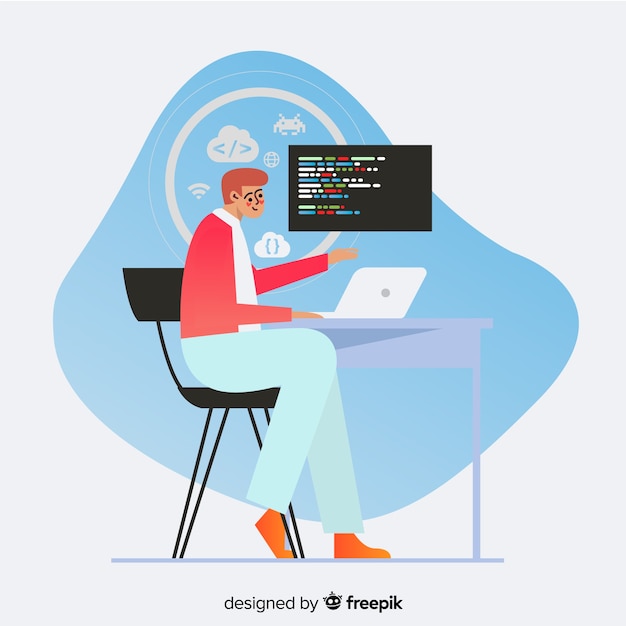 Dekorativ illustration af programmer i fladt design