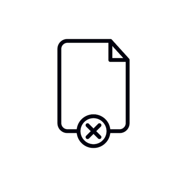 Delete Document icon set remove or cancel invali computer file vector symbol reject or decline form paper contract denied pictogram in black filled and outlined style