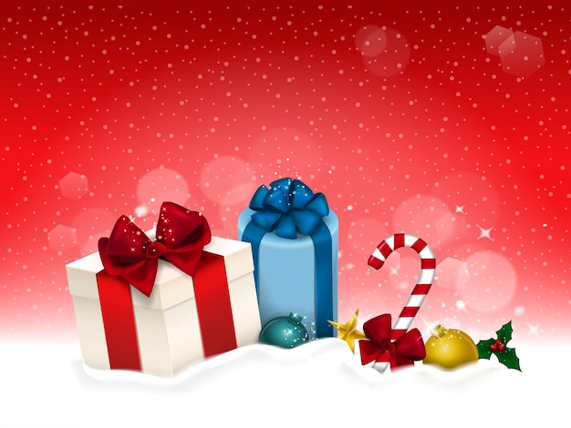delicate christmas gifts isolated on snow field