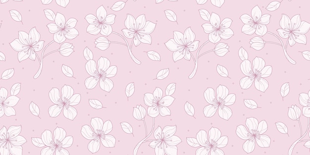 Delicate flower seamless pattern with hand drawn botanicals elegant cute plants nature delicate