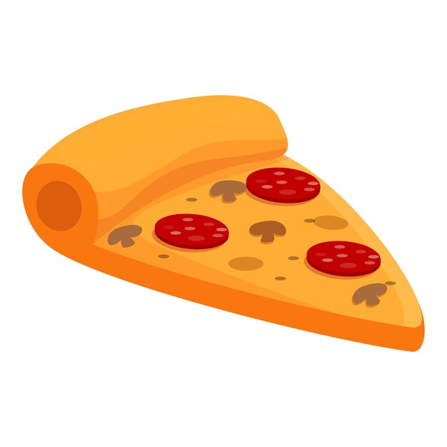 Delicious pizza slice with salami and mushrooms appetising illustration