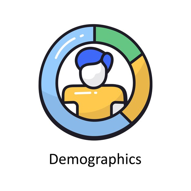Demographics filled outline doodle Design illustration Symbol on White background EPS 10 File