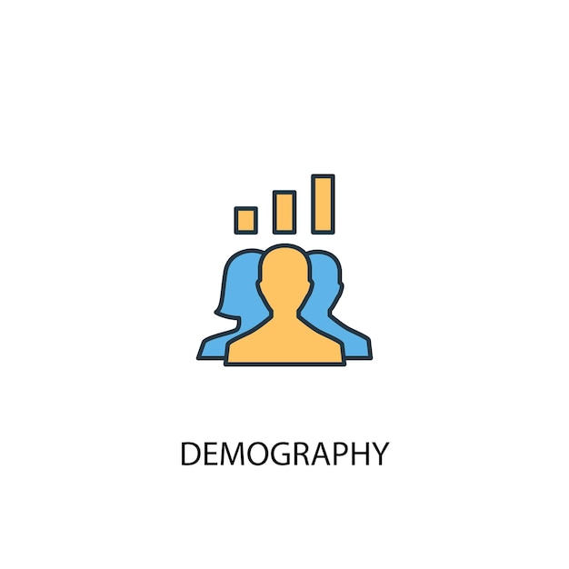 Demography concept 2 colored line icon. Simple yellow and blue element illustration. demography concept outline symbol design