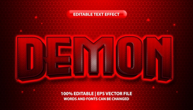 demon text editable 3d text effect style red neon glow effect text style