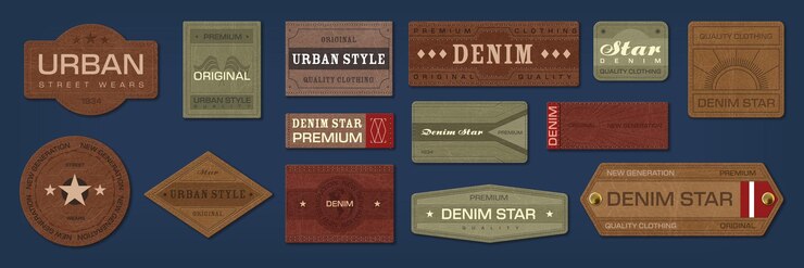 Vektor denim jeans leather labels and patches vector set
