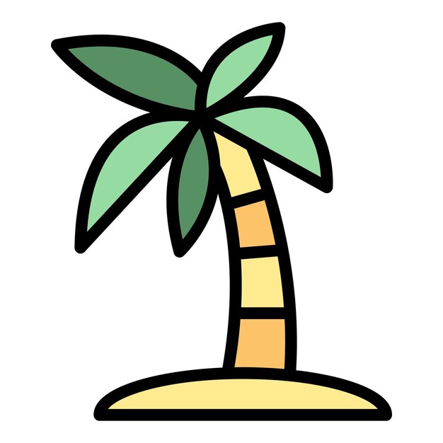 Desert palm tree icon outline vector Arab camel Camp arabic color flat
