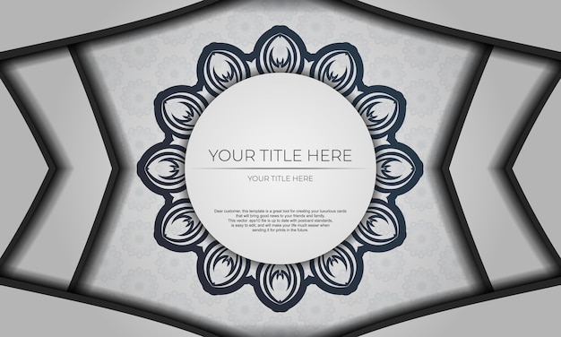 Design background with vintage ornament. White vector banner with mandala ornaments and place for your logo.