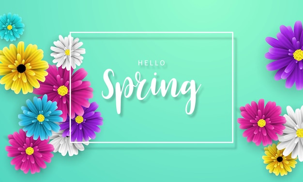 Design banner flower Spring background with beautiful
