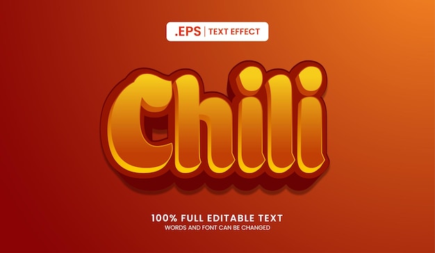design editable text effect chili text vector illustration