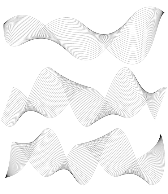 Design element wavy ribbon from many parallel lines15