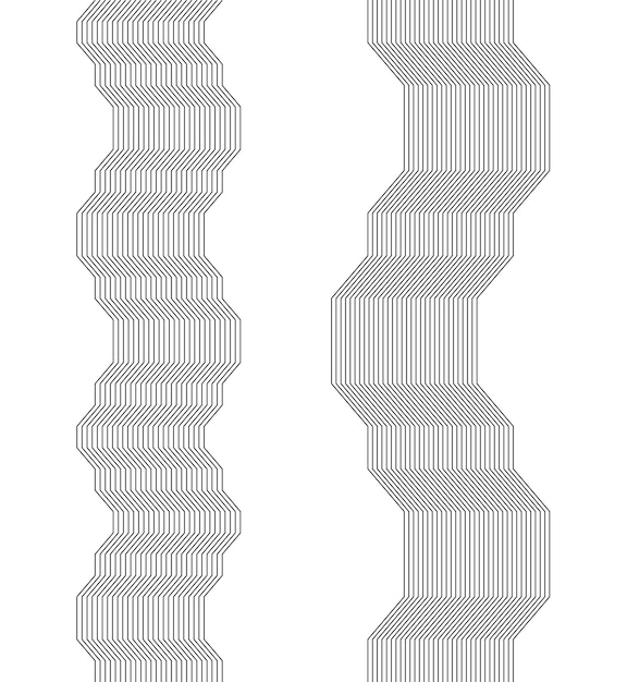 Design elements Curved sharp corners many streak Abstract horizontal broken stripes on white background isolated Creative band art Vector illustration EPS 10 Black lines created using Blend Tool