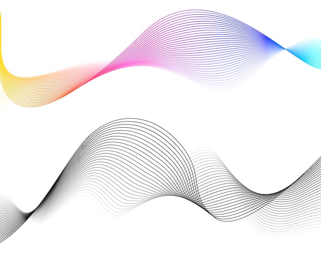 Design elements Wave of many glittering lines Abstract glow wavy stripes on white background isolated Creative line art Vector illustration EPS 10 Colourful waves with lines created using Blend