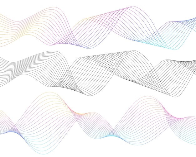 design elements wave of many gray lines abstract wavy stripes on white background isolated