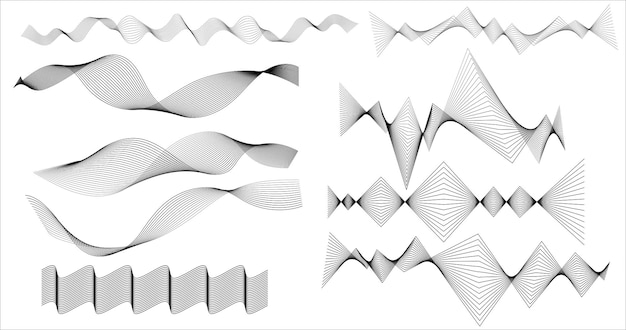 Design elements Wave of many gray lines