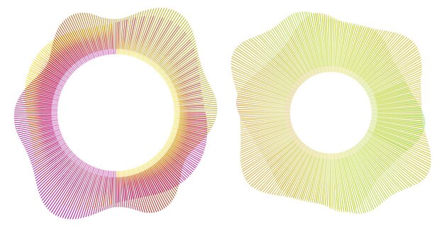 Design elements Wave of many purple lines and rays circle ring Abstract vertical wavy stripes