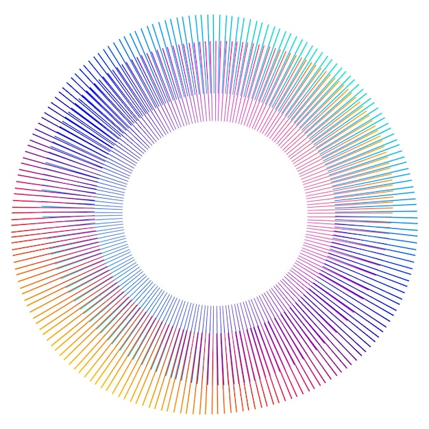 Design elements Wave of many purple lines circle ring vertical wavy stripes on white background