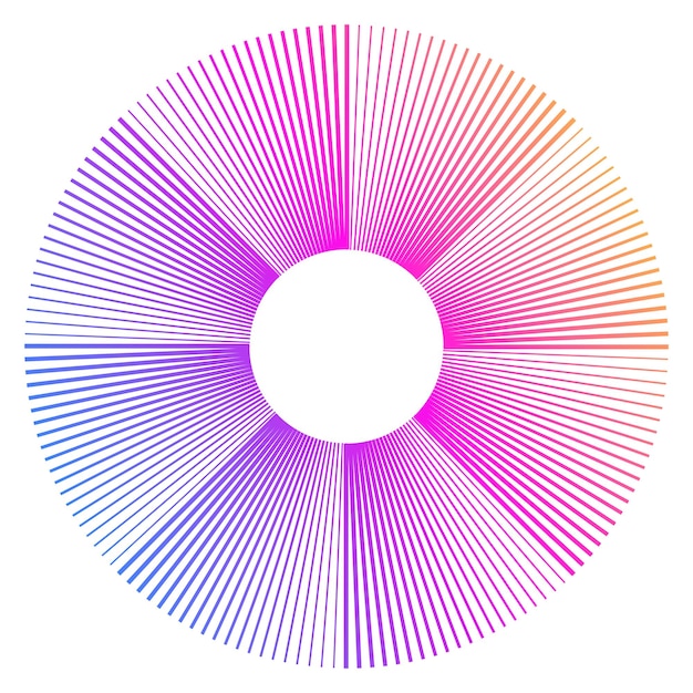 Design elements Wave of many purple lines circle ring vertical wavy stripes on white background