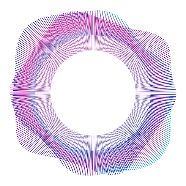 Design elements Wave of many purple lines circle ring vertical wavy stripes on white background