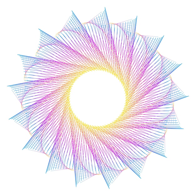 Design elements Wave of many purple lines circle ring vertical wavy stripes on white background