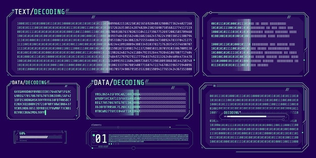 Design of a software interface for storing processing and decoding data Vector illustration