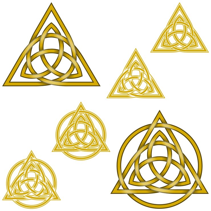 Vektor design of the symbol of wicca one inside another intertwined with circle