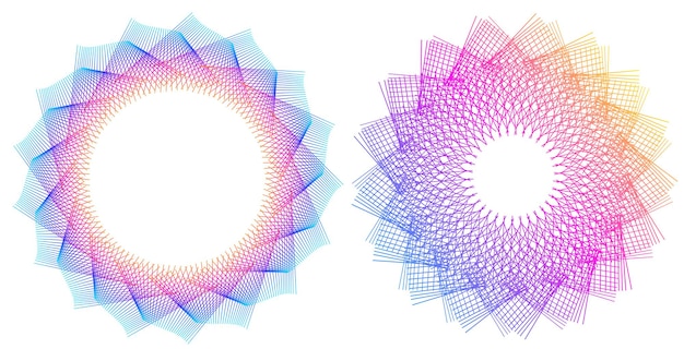 Design ögeleri Mor çizgi dalgaları daire halkası Beyaz üzerinde soyut dikey dalgalı şeritler