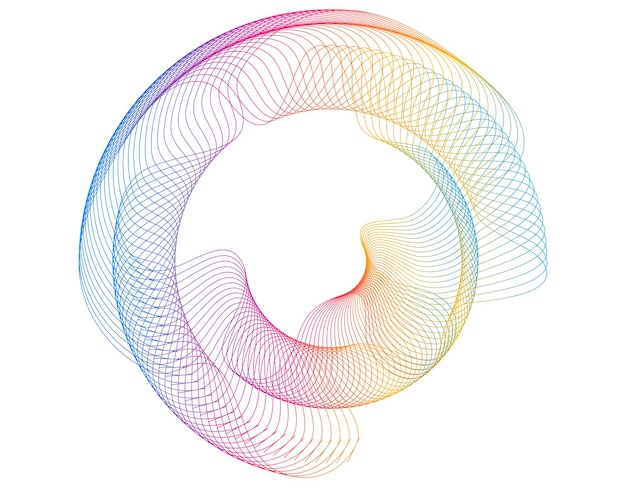 Design öğeleri. Mor renkli birçok çizginin dalgası, daire halkası. Soyut dikey dalgalı şeritler, beyaz arka planda izole edilmiş vektör çizimi EPS 10. Blend Tool kullanılarak oluşturulmuş, çizgili renkli dalgalar
