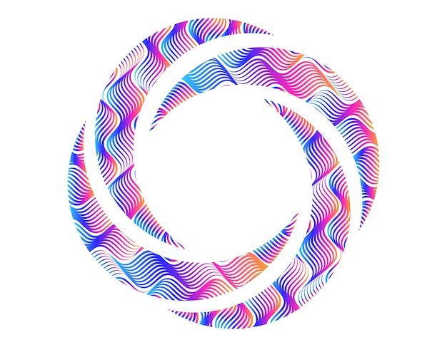 Design öğeleri. Mor renkli birçok çizginin dalgası, daire halkası. Soyut dikey dalgalı şeritler, beyaz arka planda izole edilmiş vektör çizimi EPS 10. Blend Tool kullanılarak oluşturulmuş, çizgili renkli dalgalar