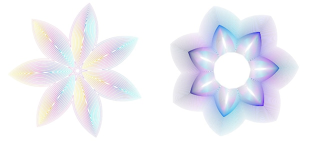 Design öğeleri. Mor renkli birçok çizginin dalgası, daire halkası. Soyut dikey dalgalı şeritler, beyaz arka planda izole edilmiş vektör çizimi EPS 10. Blend Tool kullanılarak oluşturulmuş, çizgili renkli dalgalar