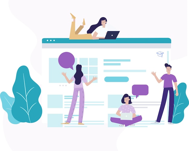 Design template for elearning online education Modern vector drawing illustration concept for web