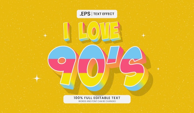 Design Text effect I Love 90s