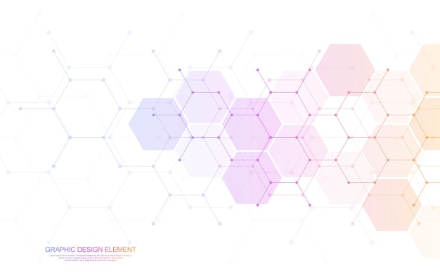 Designelement med hexagonmönster och geometriska former