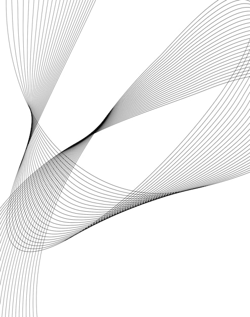 Designelementer Bølge af mange grå linjer Abstrakte bølgede striber på hvid baggrund isoleret Kreativ line art Vektor illustration EPS 10 Farverige skinnende bølger med linjer skabt ved hjælp af Blend Tool