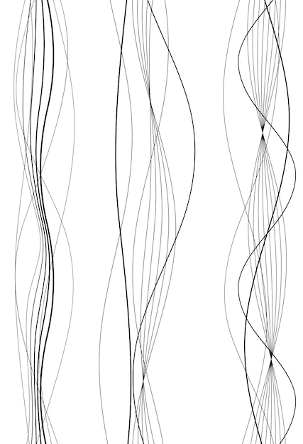 Designelementer Bølge af mange grå linjer Abstrakte bølgede striber på hvid baggrund isoleret Kreativ line art Vektor illustration EPS 10 Farverige skinnende bølger med linjer skabt ved hjælp af Blend Tool
