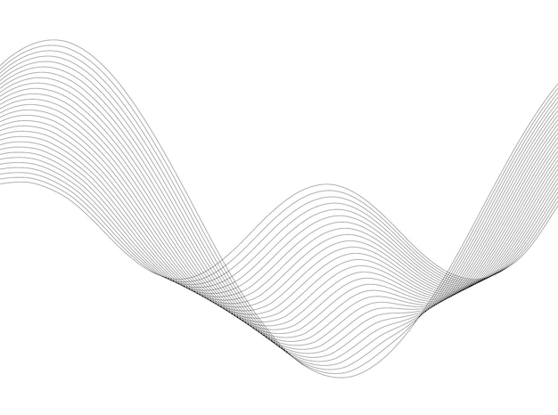 Designelementer Bølge af mange grå linjer Abstrakte bølgede striber på hvid baggrund isoleret Kreativ line art Vektor illustration EPS 10 Farverige skinnende bølger med linjer skabt ved hjælp af Blend Tool
