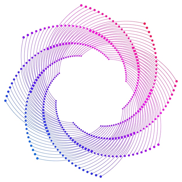 Designelementer. Bølge af mange lilla linjer, cirkel, ring. Abstrakte lodrette bølgestriber på hvid baggrund isoleret. Vektorillustration EPS 10. Farverige bølger med linjer skabt ved hjælp af Blend Tool