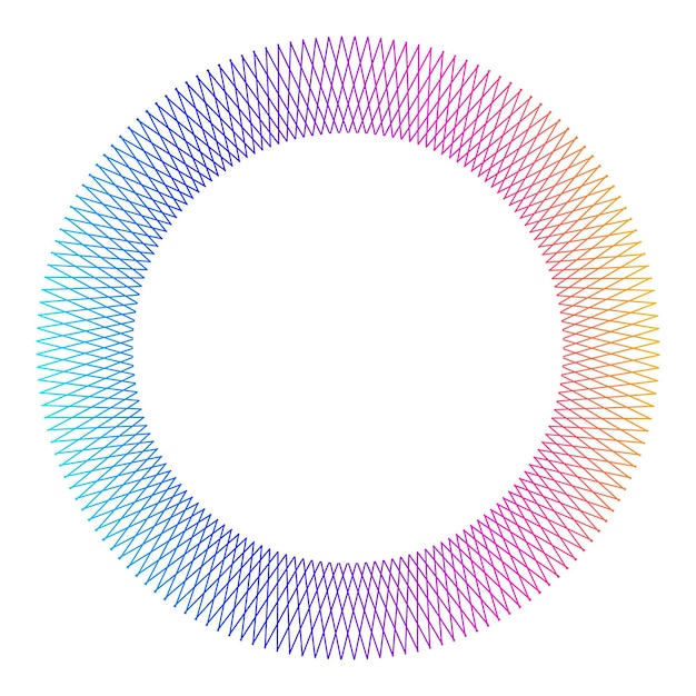 Designelementer Bølge af mange lilla linjer i en cirkel Abstrakt lodret bølget stribe på hvid baggrund, isoleret Vektor-illustration EPS 10 Farverige bølger med linjer skabt ved hjælp af Blend Tool