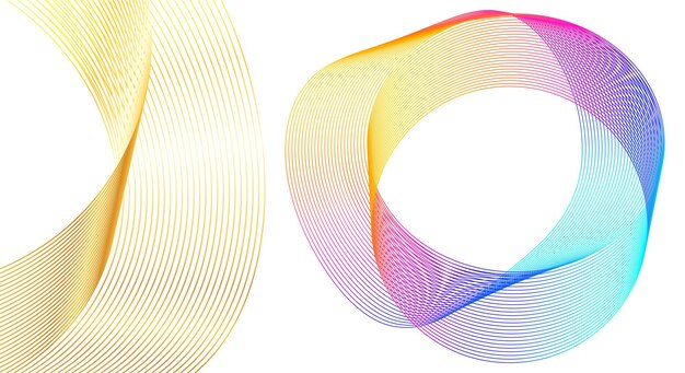 Designelementer Bølge af mange lilla linjer i en cirkel Abstrakt lodret bølget stribe på hvid baggrund, isoleret Vektor-illustration EPS 10 Farverige bølger med linjer skabt ved hjælp af Blend Tool