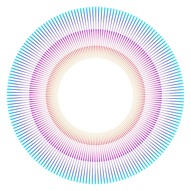 Designelementer Bølge af mange lilla linjer i en cirkel Abstrakt lodret bølget stribe på hvid baggrund, isoleret Vektor-illustration EPS 10 Farverige bølger med linjer skabt ved hjælp af Blend Tool