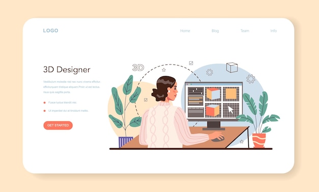 designer 3d web banner or landing page. isolated vector illustration