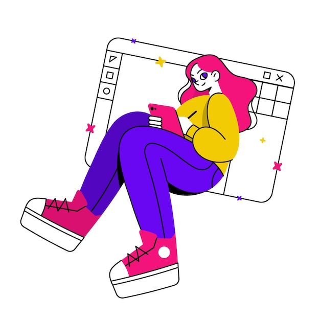 designer illustrator workplace freelancer woman digital artist draws on tablet