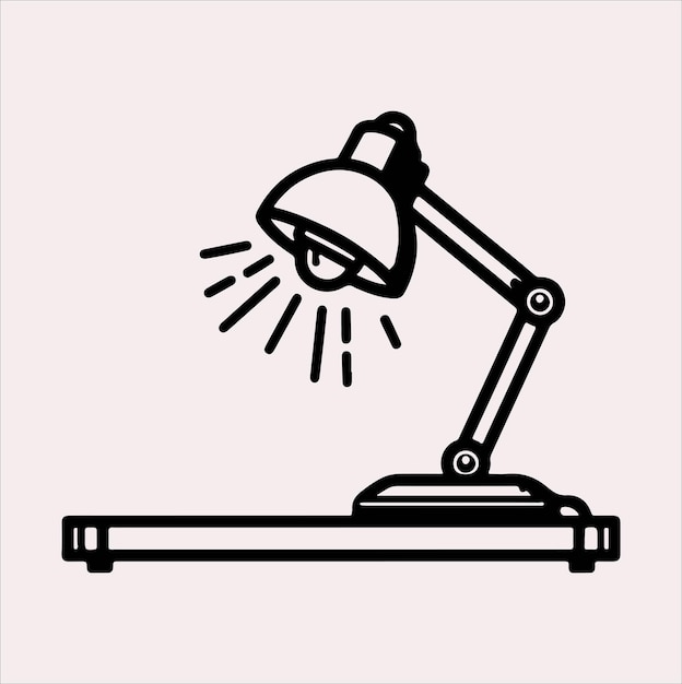 Desk lamp line Art silhouette vector on a white background