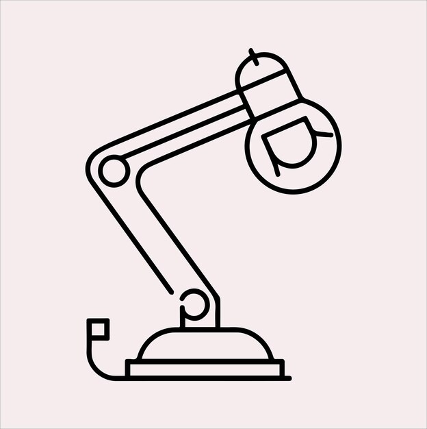 Desk lamp line Art silhouette vector on a white background