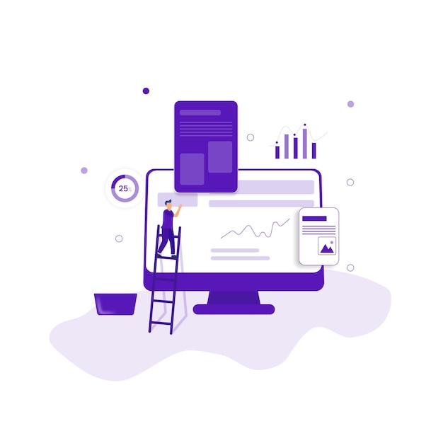 desktop and mobile illustration for login page data analysis