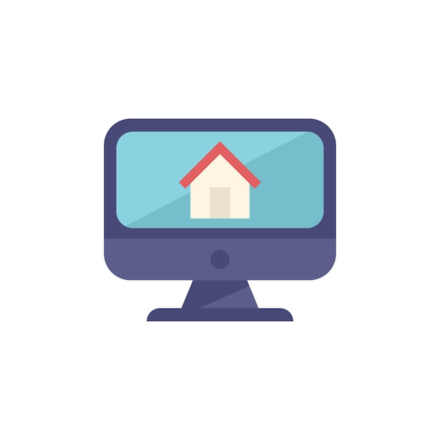 Desktop computer displaying house icon for real estate listing