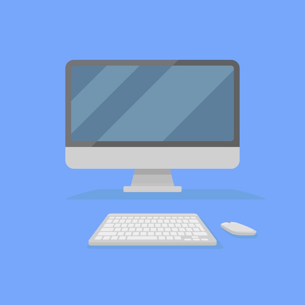 Desktop personal computer in flat style.