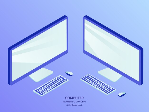 Desktop set collection isolated with isometric style