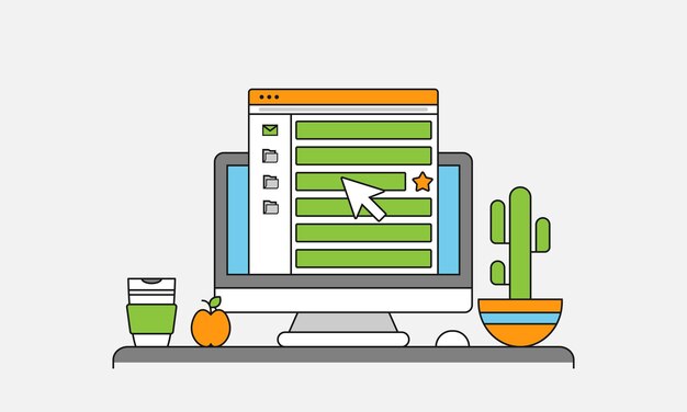 desktop workplace workspace with computer. vector illustration eps 10