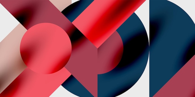 Detailed composition of circles semicircles and triangles with glossy effects and smooth gradients A sleek and modern vector design for creative and techinspired projects