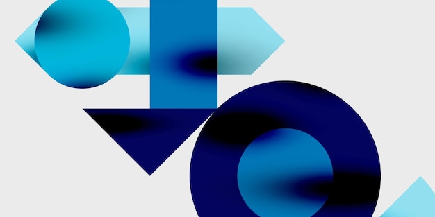 Detailed composition of circles semicircles and triangles with glossy effects and smooth gradients A sleek and modern vector design for creative and techinspired projects